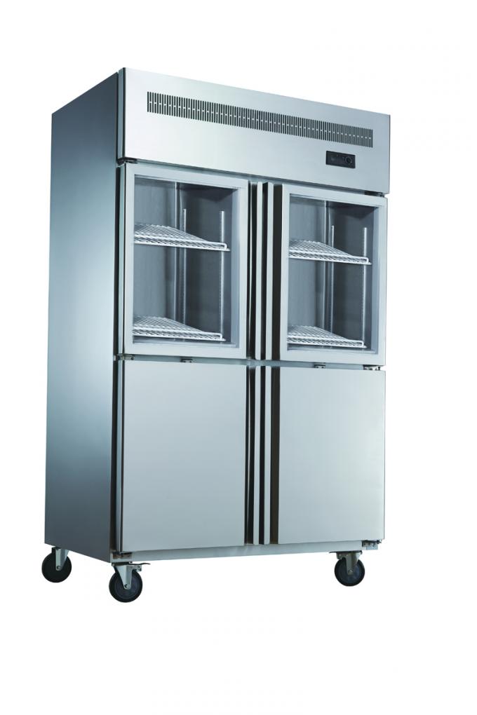 Restaurant 1000L Commercial Upright Freezer 4 Glass Doors For Bars