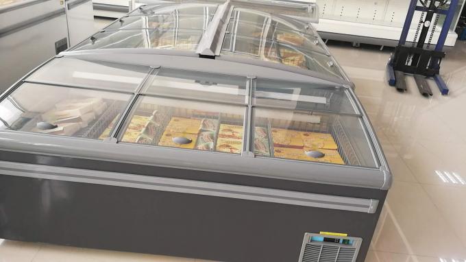 1000L Commercial Curved Glass Top Island Display Freezer For Supermarket