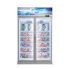 Fan Cooling System 3 Doors Upright Glass Door Freezer With Wanbao Compressor