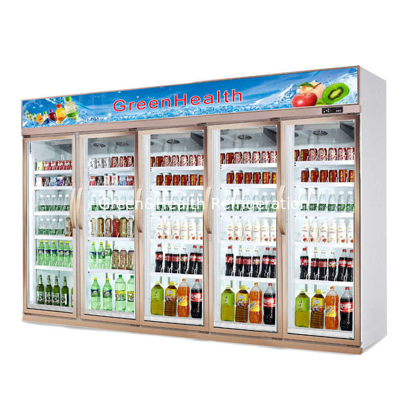 Supermarket Commercial Beverage Cooler 2 / 4 / 6 Door Upright Display