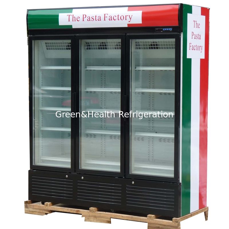3 Doors Upright Commercial Display Freezer 25 C Fan Cooling With Automatic Defrost