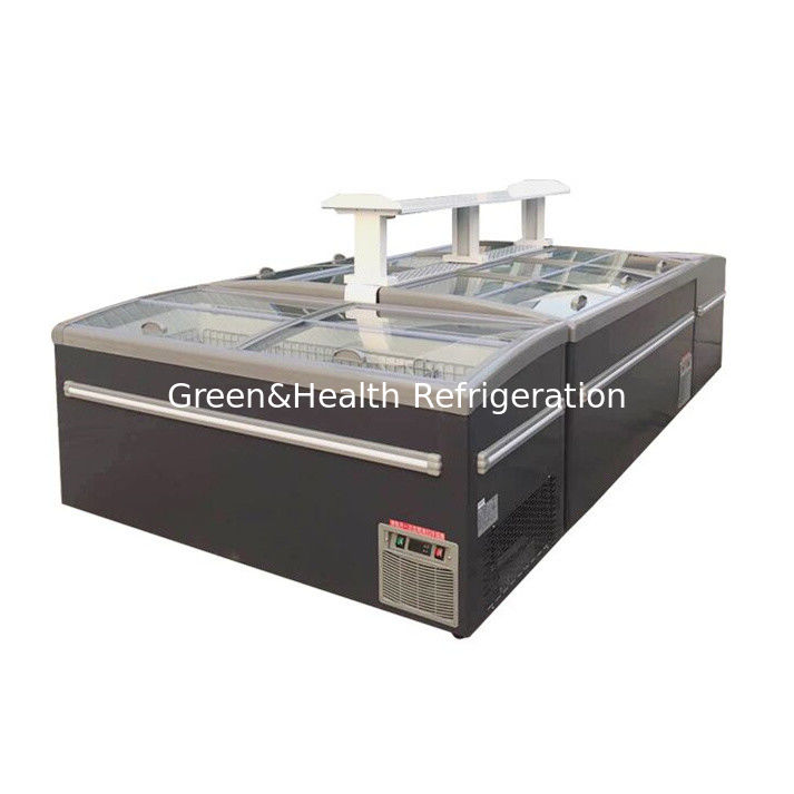 Large Supermarket Island Freezer / 22 degree Plug In Glass Door Frost