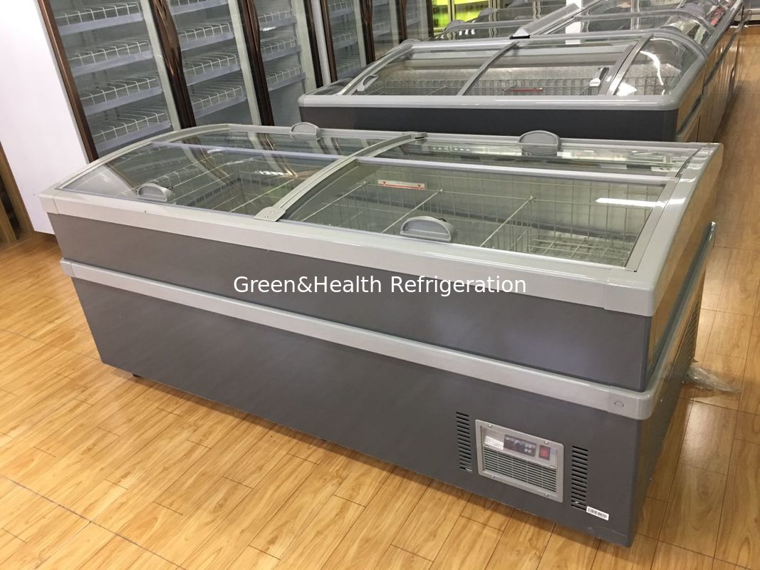 220 V 50hz Top Glass Sliding Door Deep Chest Freezer For Dairy Products