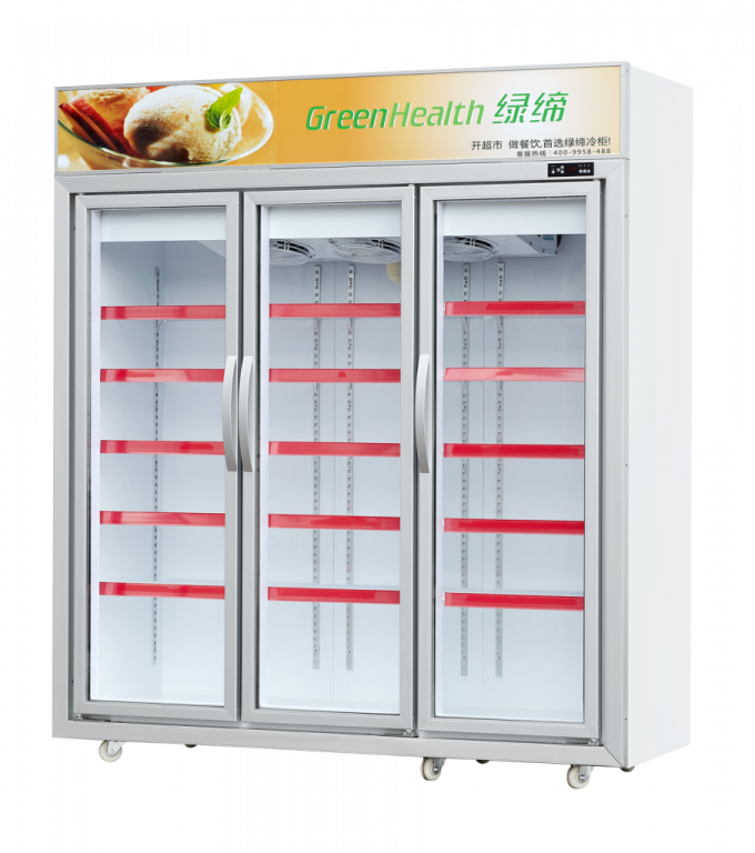 Aluminum Alloy Frame Glass Door Freezer In Supermarket 1550L 220v