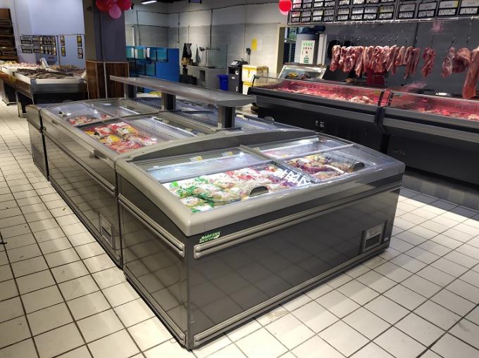 1500 Liters Supermarket Island Freezer For Package Meat Frozen