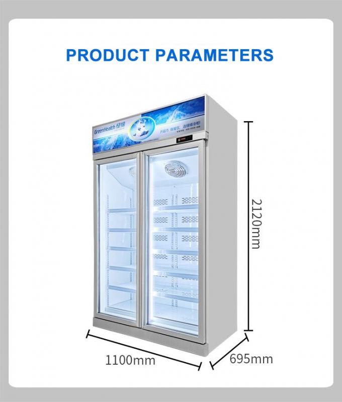 Window Freezer Double Glass Door Upright Commercial Display Freezer Automatic Defrost