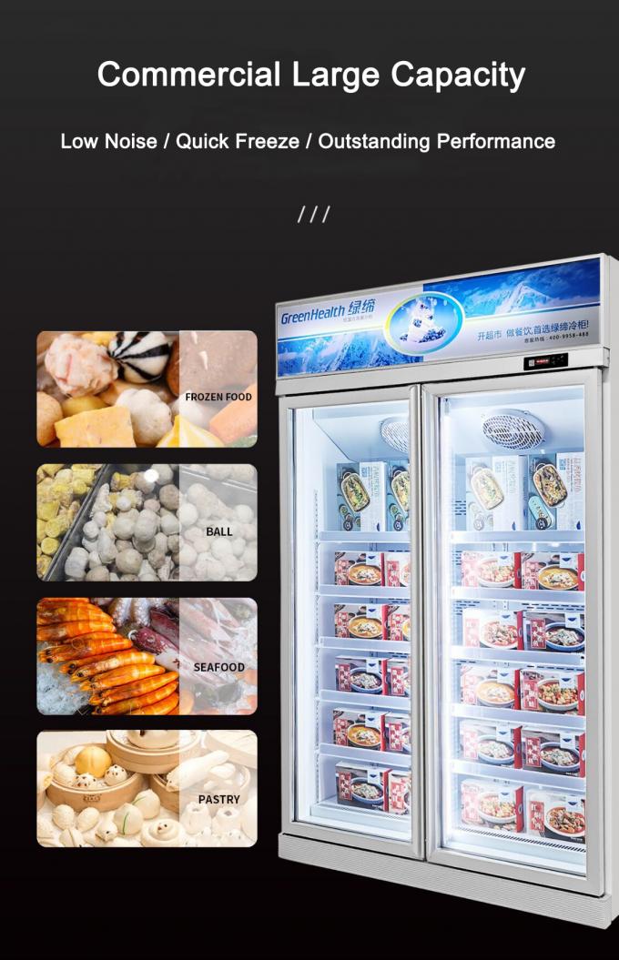 Stainless Steel Upright Commercial Display Freezer 22°C With 3 Doors
