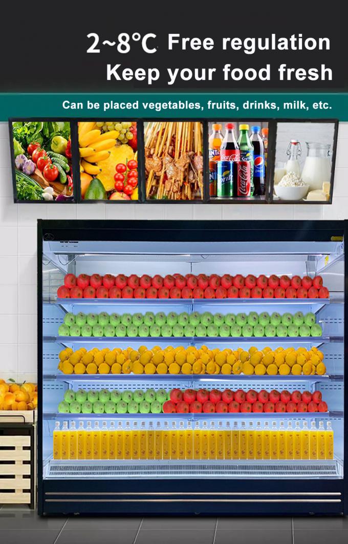 Commercial Multideck Supermarket Open Display Chiller With Air Curtain