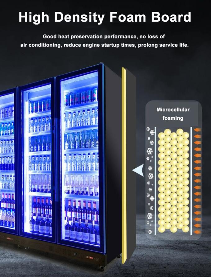 3 Door Glass Luxury Custom Bar Fridge Energy Cold Drink Refrigerator
