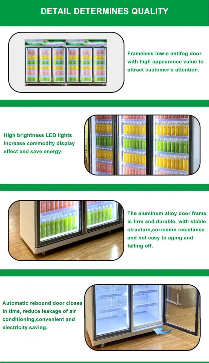 Low E Glass N Door Commercial Cold Drink Fridge Air Cooling