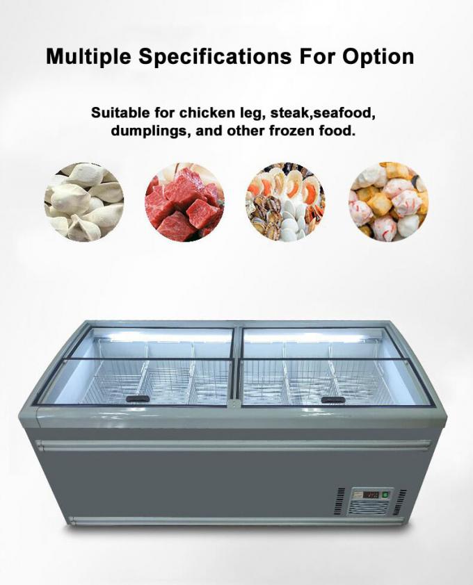 Supermarket Sliding Glass Door Island Freezer For Frozen Food Free