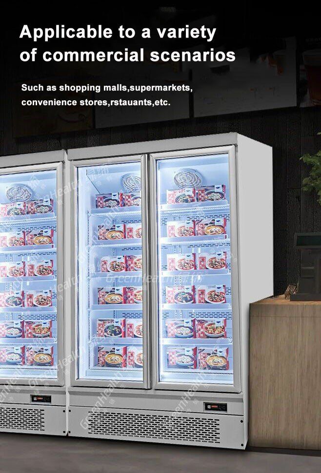 Retail Store Vitrine Door Upright Fridge Cold Display Freezers