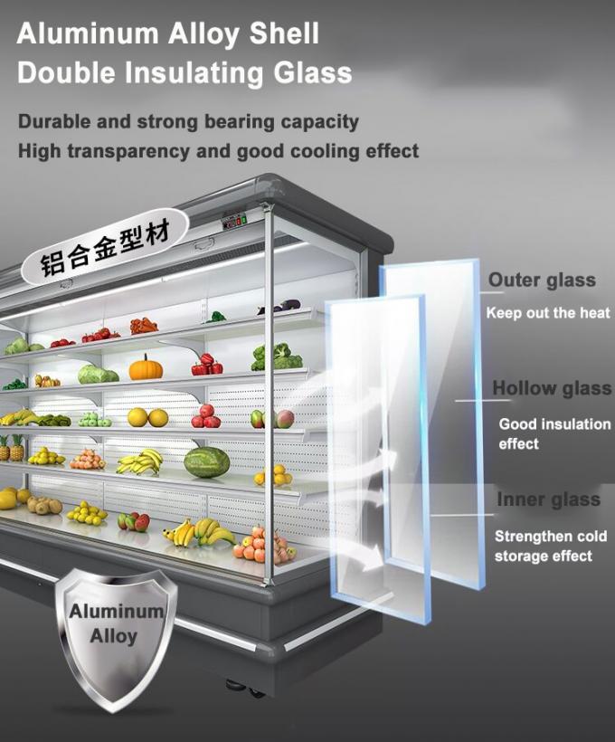 Customized Multi Shelves Wall Mounted Refrigerator Open Display Fridge