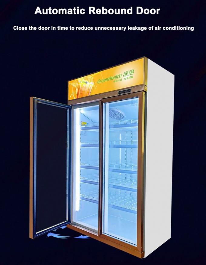 Supermarket Beverage Display Chiller With Self Rebound Glass Door