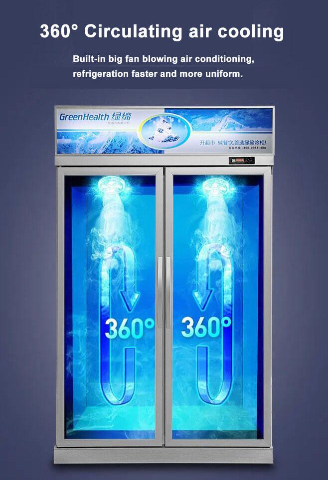 LED Light Commercial Upright Freezer Glass Door With Cubigel Compressor