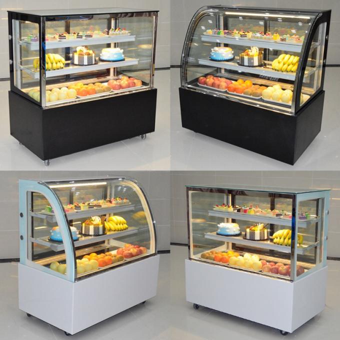 LED Light Bakery Cabinet Cake Display Chiller With Easy Moving Wheel