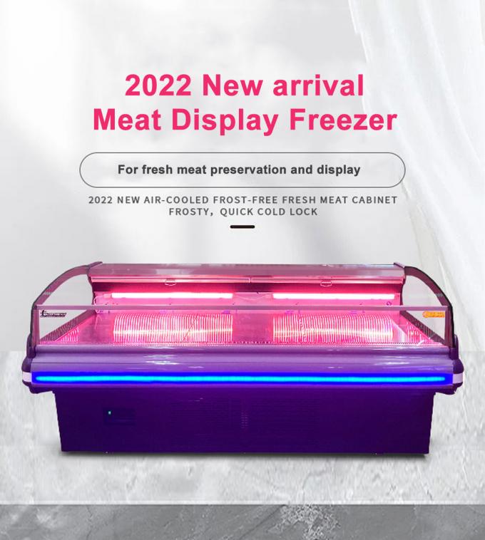 Stainless Steel Fan Cooling Meat Display Freezer -2 to 8.C with LED Light