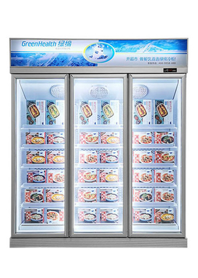 Frozen Food Supermarket Glass Door Freezer Vertical With LED Light