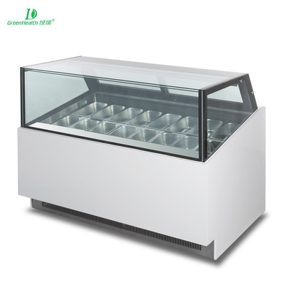 Square Glass -22 Degree Ice Cream Display Showcase 16 Flavors For Gelato