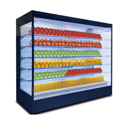 Right Angle Upright Front Open Dairy Chiller With Night Air Curtain