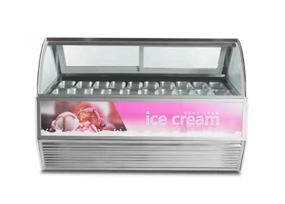 12 Pans Commercial Ice Cream Display Freezer Showcase With Secop Compressor