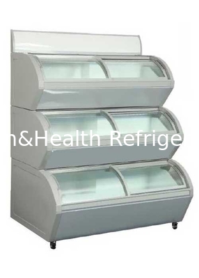3 Layers Glass Door Deep Freezer Automatic Defrost Ice Cream Display Showcase