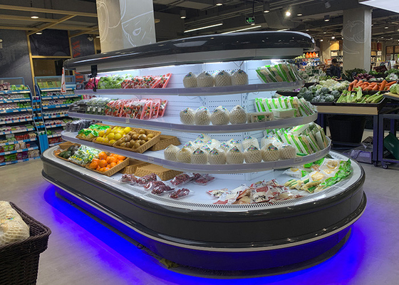 Supermarket Multideck Round Island Open Chiller Drink Display Cooler