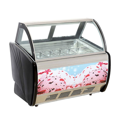 12 Pans Grey Color Italian Gelato Display Freezer For Ice Cream Shop