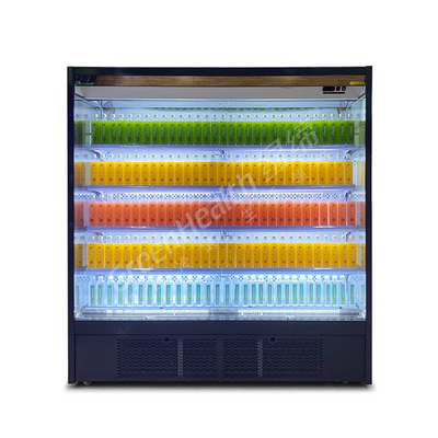 LED Lighting R22 Multideck Open Chiller Showcase Cooler With Night Curtain 4 Shelves