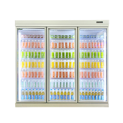 Adjustable Shelf Glass Door Beverage Cooler For Supermarket Cold Storage Display
