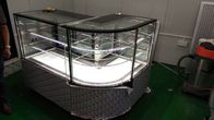 Pizza Salad Cake Display Cooler For Bakery Shop With 1.2 / 1.5 / 2m Four Sides Transparent Glass