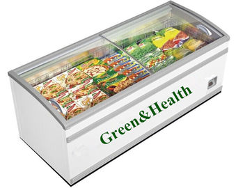 Supermarket Deep Island Freezer For Frozen Food With Heat - Reflecting Glass
