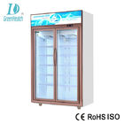 Luxury Double Glass Doors Vertical Display Chiller For Hypermarket / Upright Beverage Cooler
