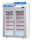 Silver / Champagne Color Glass Door Freezer With 5 Layers Shelves 1100L