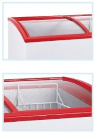 Deep Chest Freezers Red Solid Door Lockable Key For Meat / Seafood