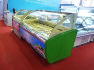 Stainless Steel 16 Tanks Ice Cream Display Freezer / Cooler Showcase