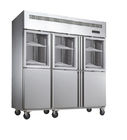 Deep Commercial Upright Freezer 1600L 6 Glass Doors With Plastic Coated Steel Shelf