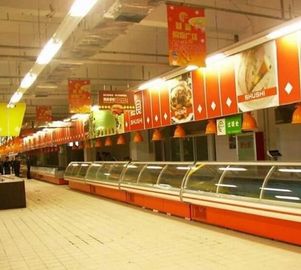 Open Front Deli Display Refrigerator Red Light For Butcher