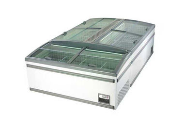 Low E Glass Door Chest Island Commercial Display Freezer For Fish 650w