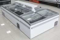 Low E Glass Door Chest Island Commercial Display Freezer For Fish 650w