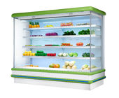 commercial upright showcase display multideck open refrigerator fruit in supermarket