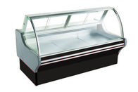 Supermarket Curved Glass Deli Chiller Showcase Red / White / Black Color