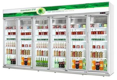Portable Five Glass Door Upright Display Cooler / Supermarket Beverage Fridge