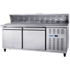 Stainless Steel Commercial Kitchen Worktable Pizza Salad Freezer Table Refrigerator For Industrial Hotel / Restaurant