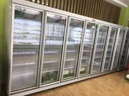 Supermarket 6 Glasses Doors Commercial Upright Freezer For  Benverage Cooler