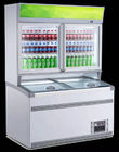 Combine Multideck Open Chiller Frozen For Ice Cream 2 Glasses Door Up And Dowm Layer