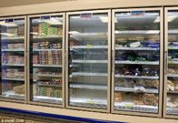 Self Service Upright Multideck Open Chiller , Glass Fronted Fridge With Curved Glass