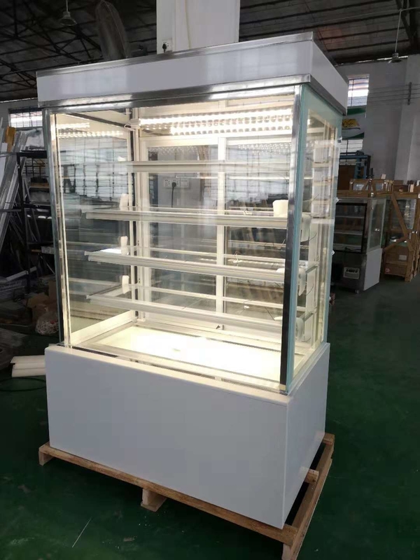 White Color Cake Display Cooler Canbinet With Glasses Door Digital Thermostat