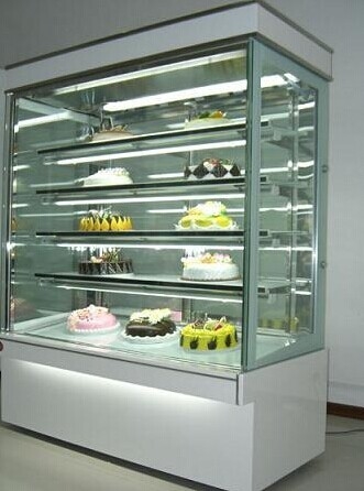 Commercial White Upright Refrigerated Cake Dessert Display Case Freezer For Bakery