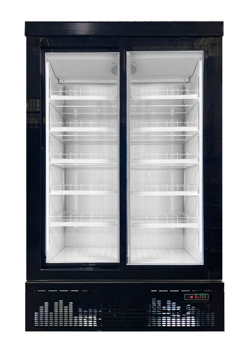High Efficient Shop Sliding Door Frozen Food Display Freezer Built In System